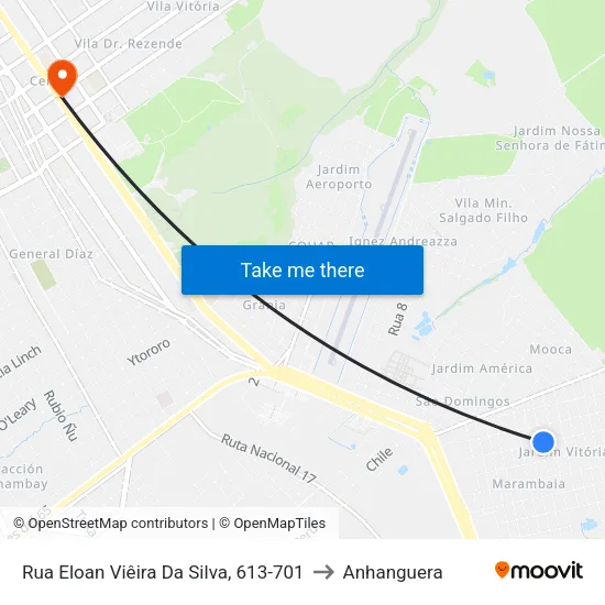Rua Eloan Viêira Da Silva, 613-701 to Anhanguera map