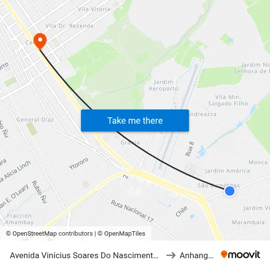 Avenida Vinícius Soares Do Nascimento, 415-495 to Anhanguera map