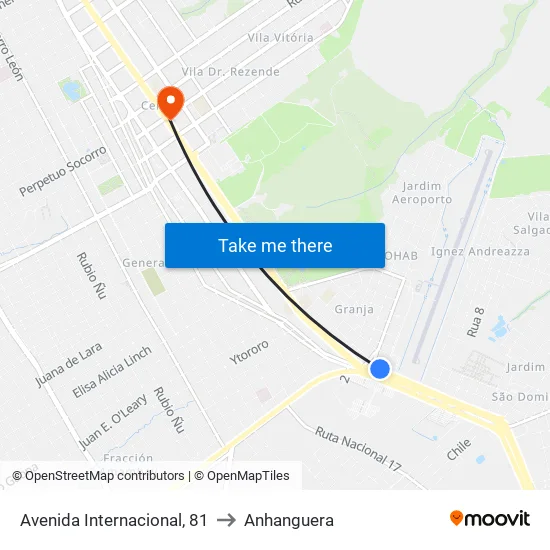 Avenida Internacional, 81 to Anhanguera map