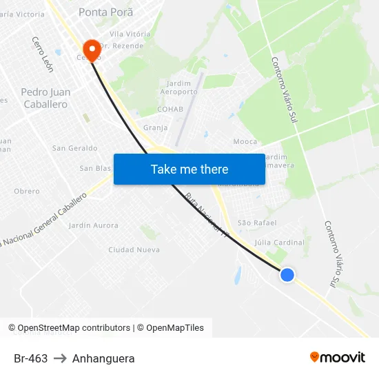 Br-463 to Anhanguera map