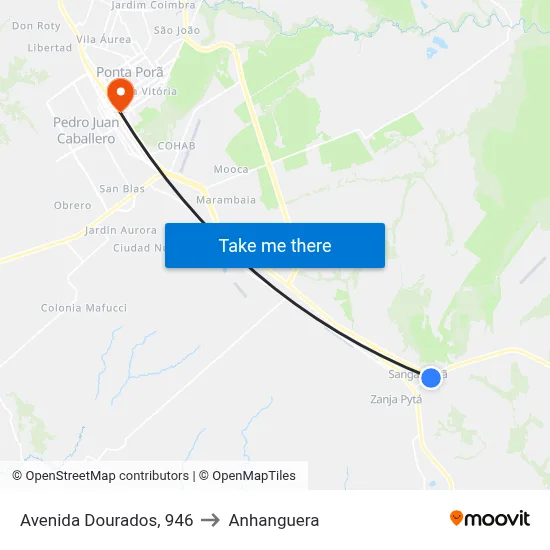 Avenida Dourados, 946 to Anhanguera map