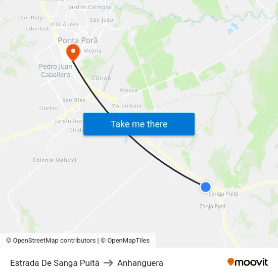 Estrada De Sanga Puitã to Anhanguera map