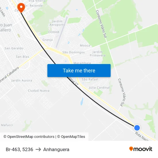 Br-463, 5236 to Anhanguera map