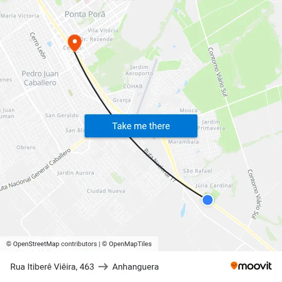 Rua Itiberê Viêira, 463 to Anhanguera map