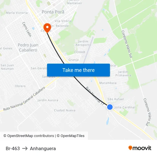 Br-463 to Anhanguera map