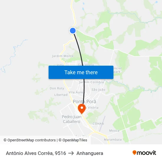Antônio Alves Corrêa, 9516 to Anhanguera map