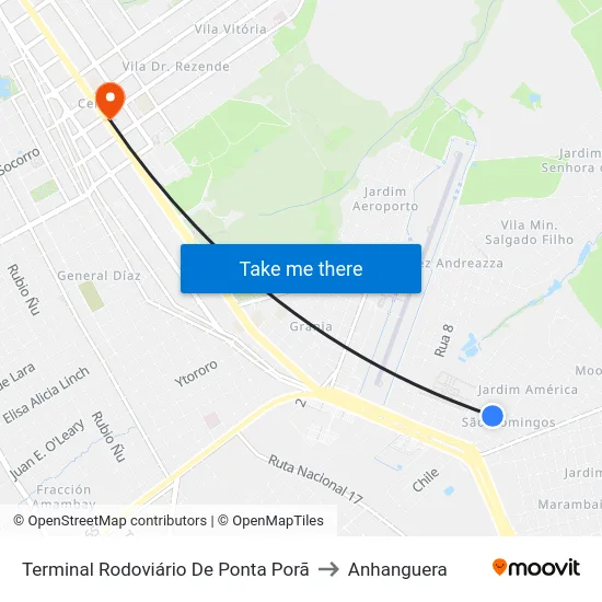 Terminal Rodoviário De Ponta Porã to Anhanguera map