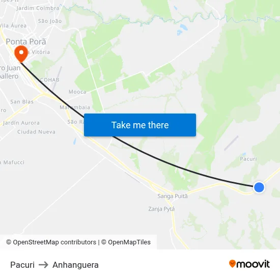 Pacuri to Anhanguera map
