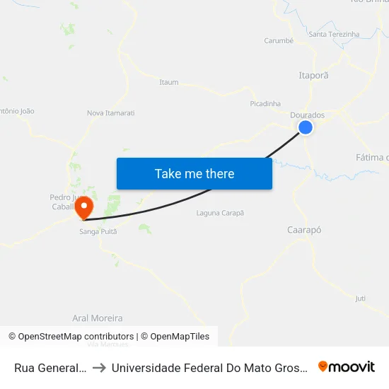 Rua General Osório, 188 to Universidade Federal Do Mato Grosso Do Sul - Campus Ponta Porã map