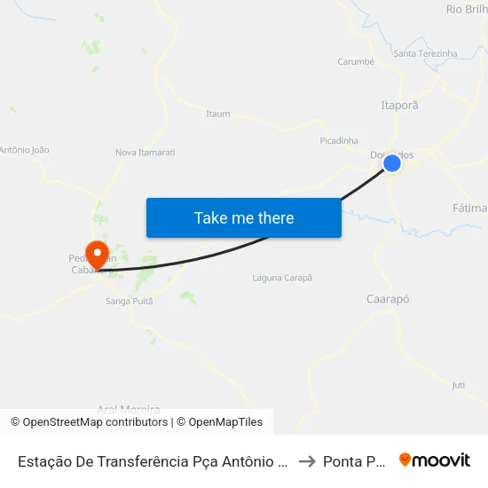 Estação De Transferência Pça Antônio João to Ponta Porã map