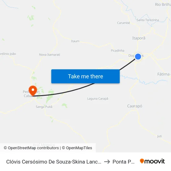 Clóvis Cersósimo De Souza-Skina Lanches to Ponta Porã map