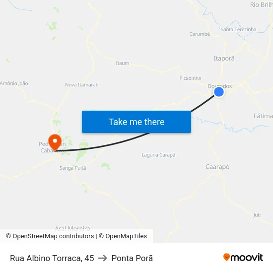 Rua Albino Torraca, 45 to Ponta Porã map