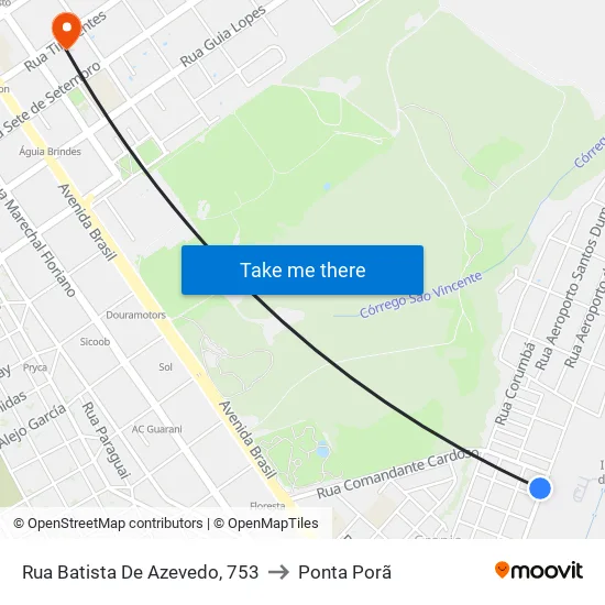 Rua Batista De Azevedo, 753 to Ponta Porã map