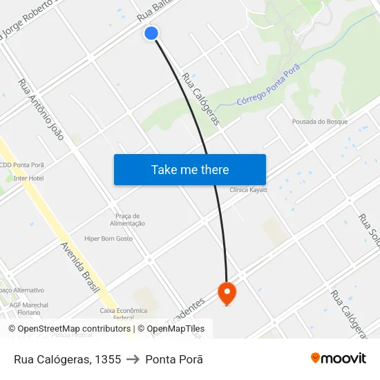 Rua Calógeras, 1355 to Ponta Porã map