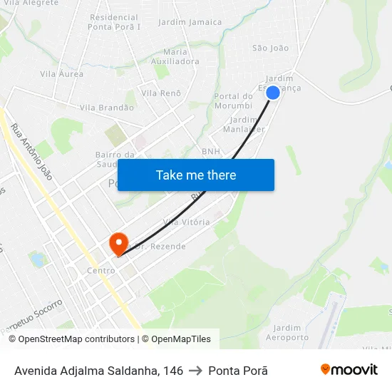 Avenida Adjalma Saldanha, 146 to Ponta Porã map