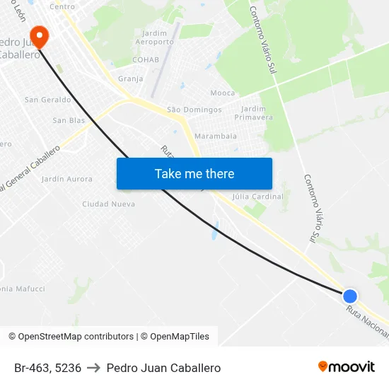Br-463, 5236 to Pedro Juan Caballero map