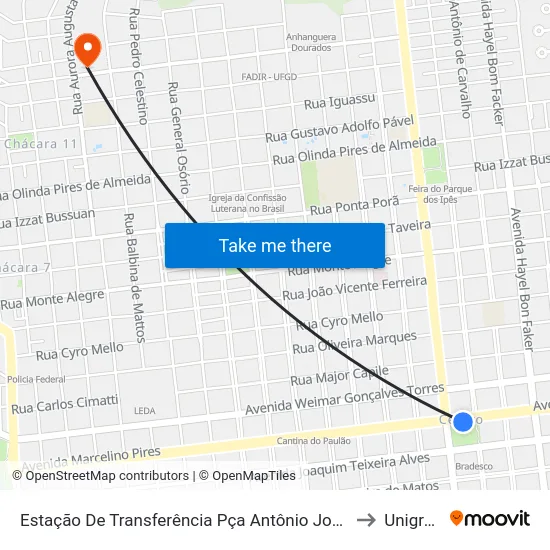 Estação De Transferência Pça Antônio João to Unigran map