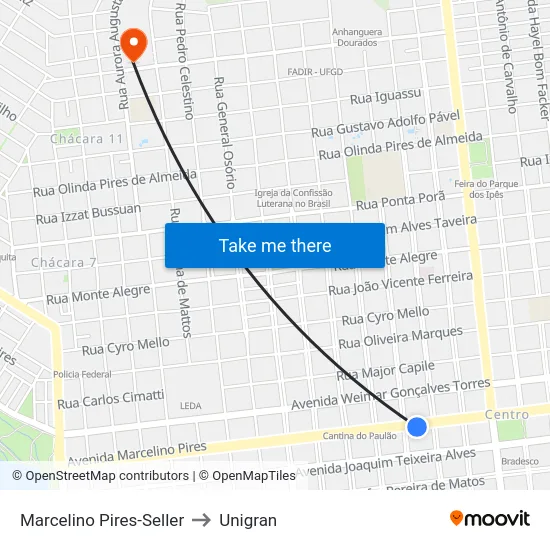 Marcelino Pires-Seller to Unigran map