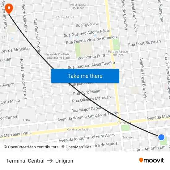 Terminal Central to Unigran map