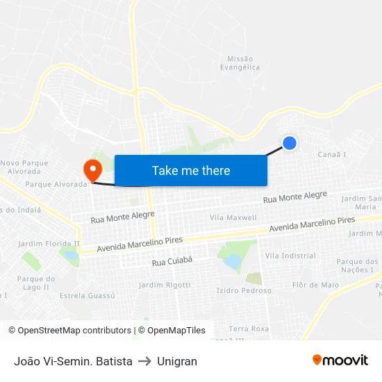 João Vi-Semin. Batista to Unigran map