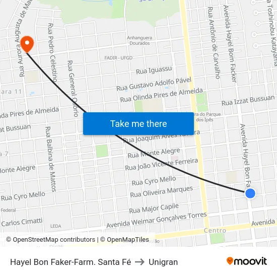 Hayel Bon Faker-Farm. Santa Fé to Unigran map