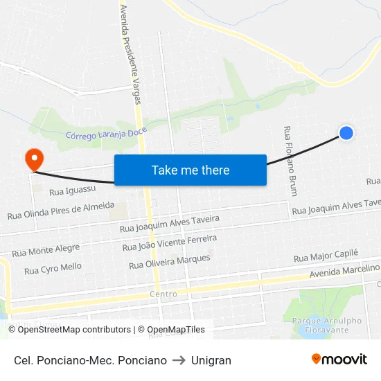 Cel. Ponciano-Mec. Ponciano to Unigran map