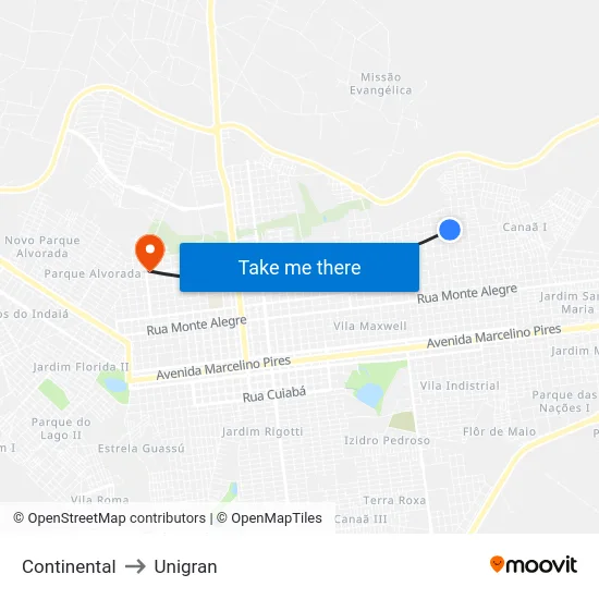 Continental to Unigran map