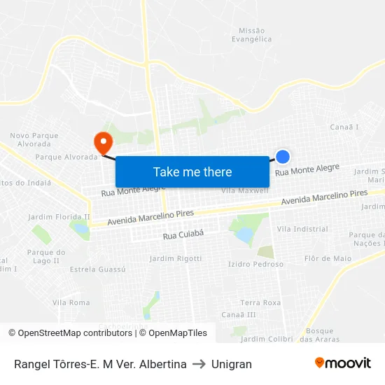 Rangel Tôrres-E. M Ver. Albertina to Unigran map