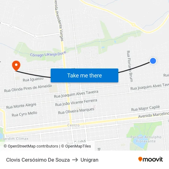 Clovis Cersósimo De Souza to Unigran map