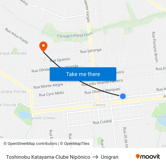 Toshinobu Katayama-Clube Nipônico to Unigran map