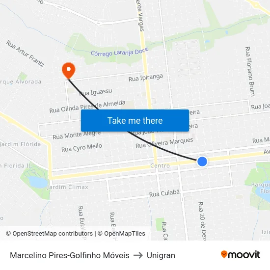 Marcelino Pires-Golfinho Móveis to Unigran map