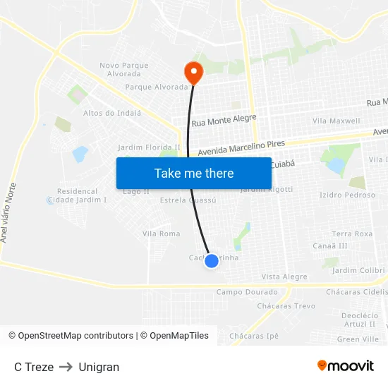 C Treze to Unigran map