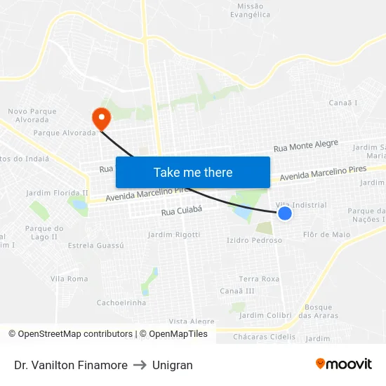 Dr. Vanilton Finamore to Unigran map