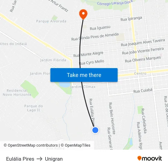 Eulália Pires to Unigran map