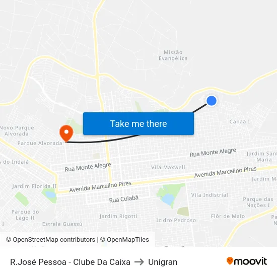 R.José Pessoa - Clube Da Caixa to Unigran map
