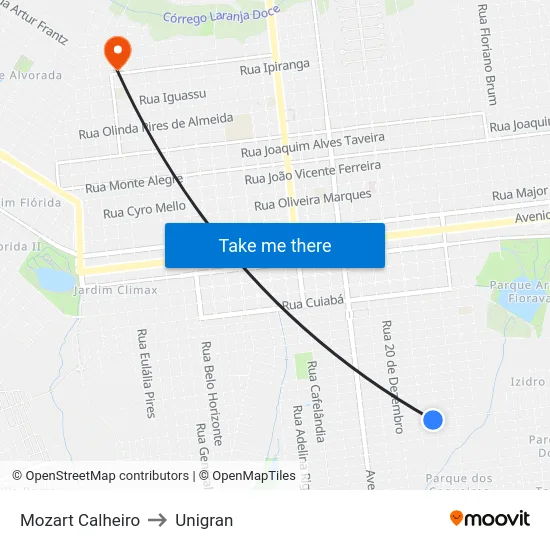 Mozart Calheiro to Unigran map