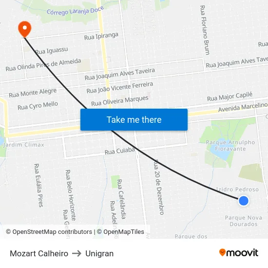 Mozart Calheiro to Unigran map