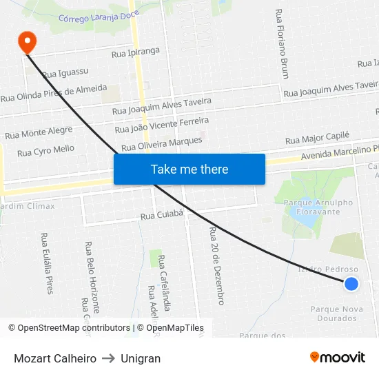 Mozart Calheiro to Unigran map