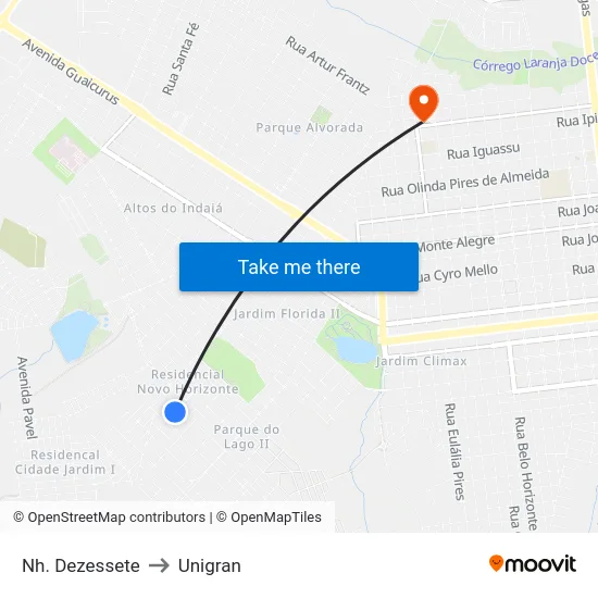 Nh. Dezessete to Unigran map