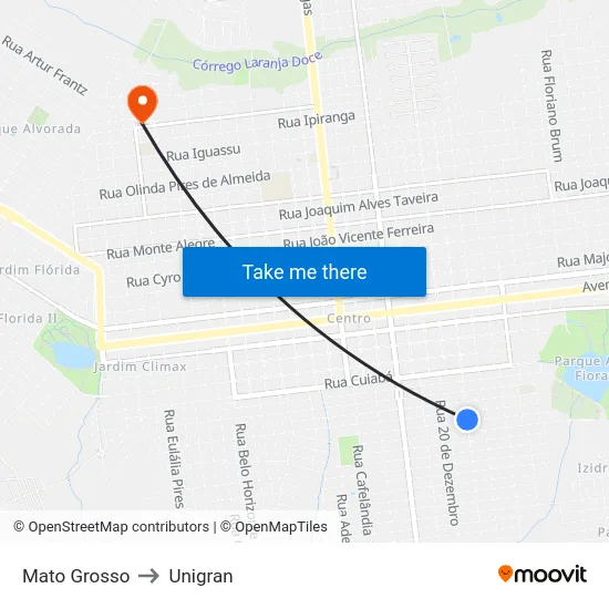 Mato Grosso to Unigran map