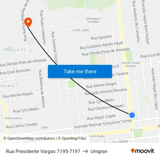 Rua Presidente Vargas 7195-7197 to Unigran map