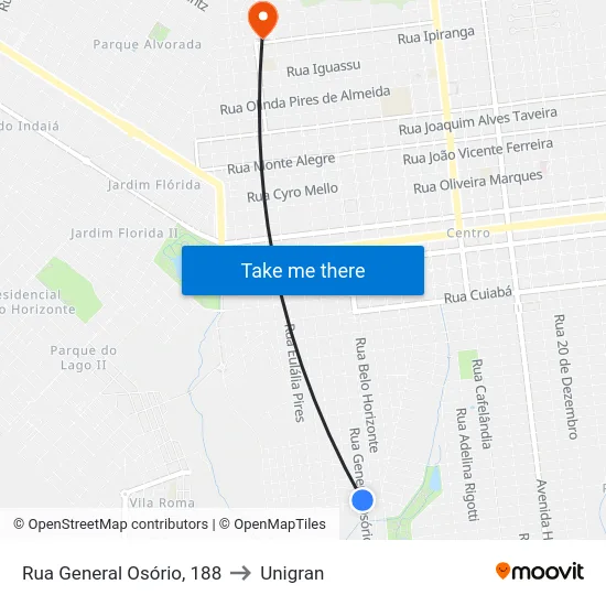 Rua General Osório, 188 to Unigran map