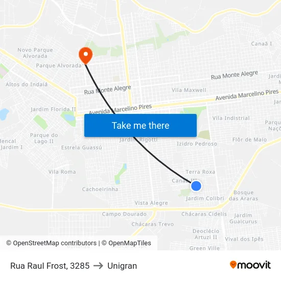 Rua Raul Frost, 3285 to Unigran map