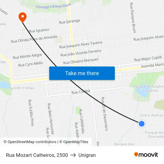 Rua Mozart Calheiros, 2500 to Unigran map