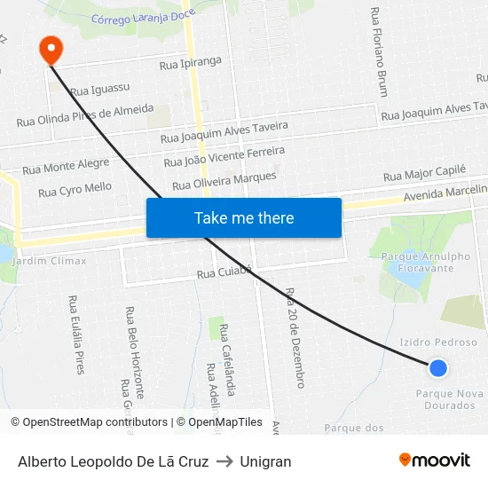 Alberto Leopoldo De Lã Cruz to Unigran map