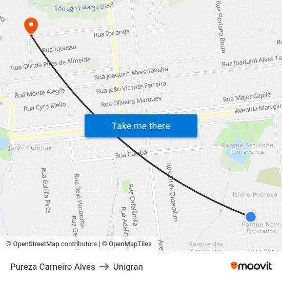 Pureza Carneiro Alves to Unigran map