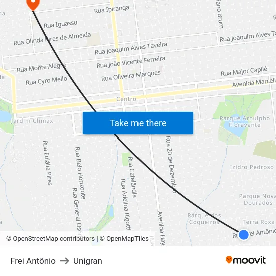 Frei Antônio to Unigran map
