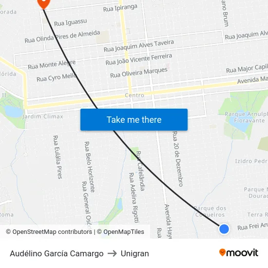 Audélino García Camargo to Unigran map