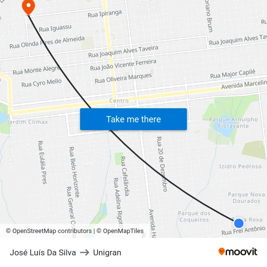 José Luís Da Silva to Unigran map