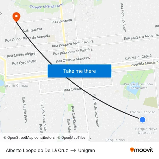 Alberto Leopoldo De Lã Cruz to Unigran map